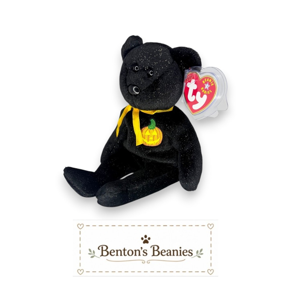 Haunt the Bear Ty Beanie Baby | Pumpkin Charm 🎃 | Mint Heart Tag ⭐